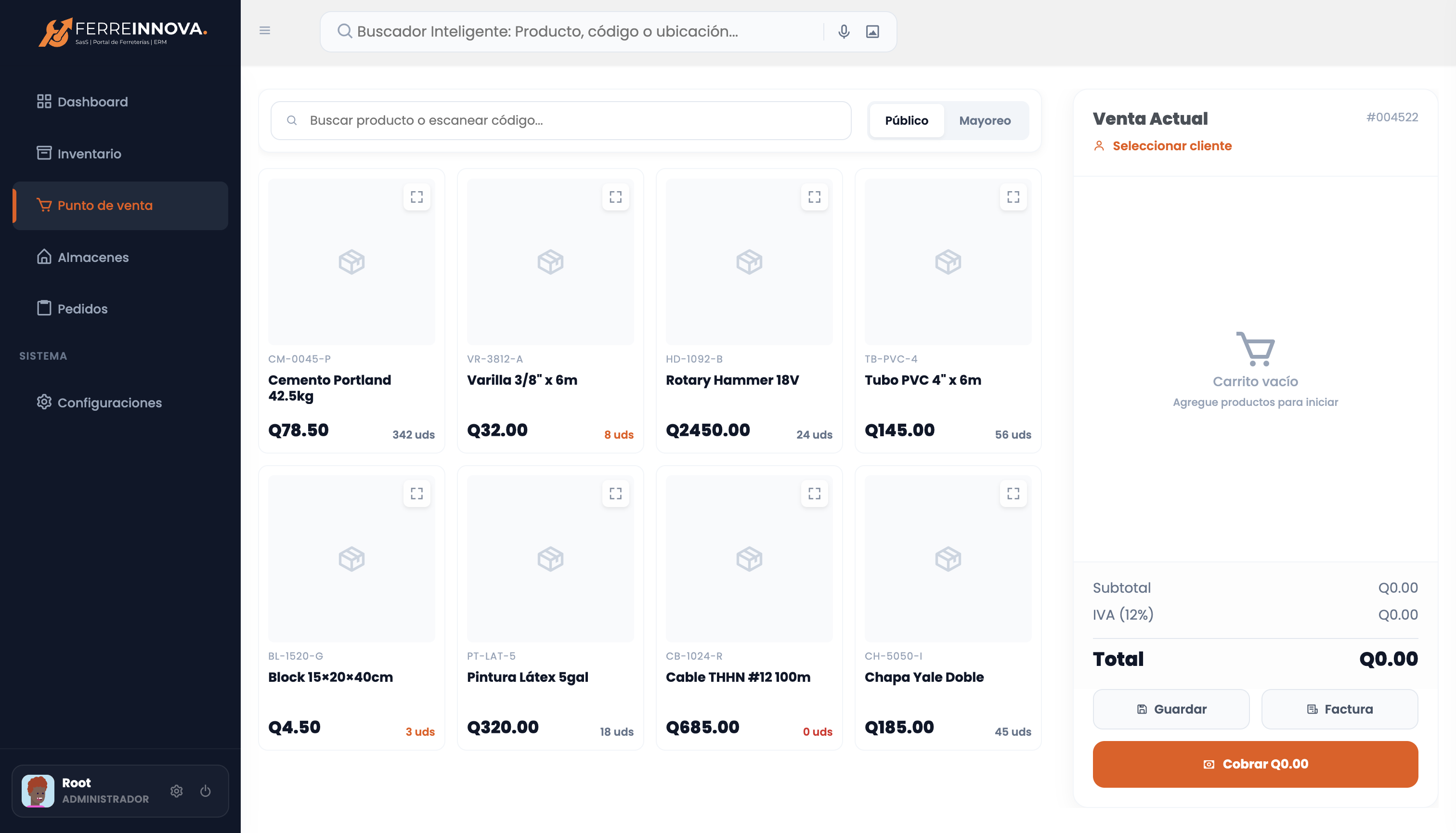 Módulo de punto de venta de FerreInnova para registro rápido de transacciones